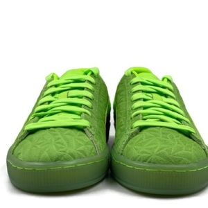 Puma Suede Triplex Mono Mens 9.5 Retro Skate Shoe Neon Green Sneaker Brand New